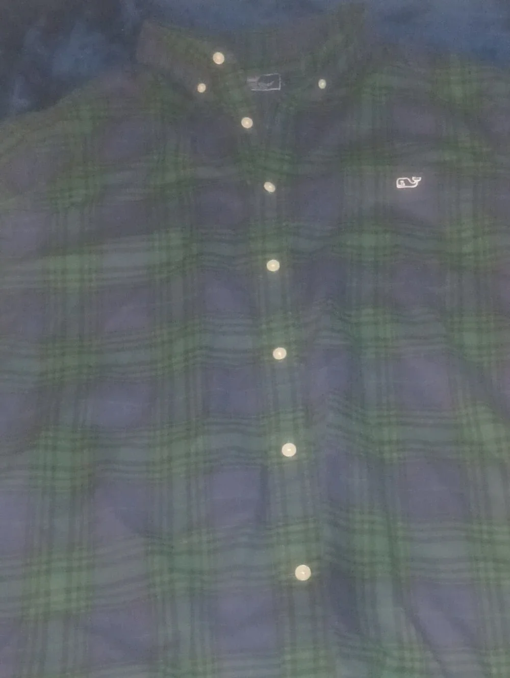 Vineyard Vines Green and Navy Plaid Button-Down Shirt